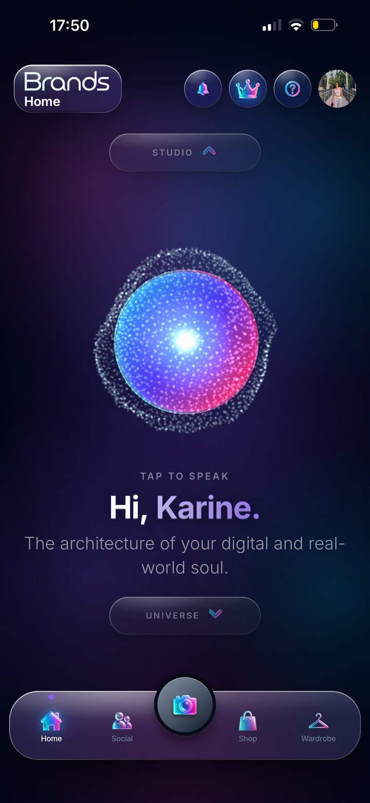 BrandsAI Home, the Brands orb waiting to be spoken to