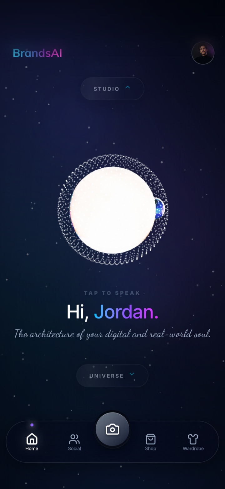 BrandsAI Home screen from the iOS build