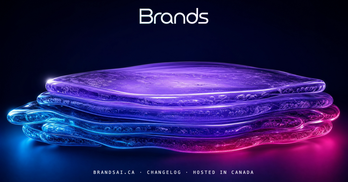 The Strata, from the BrandsAI house collection: a glass sculpture scene in cyan, violet and magenta.