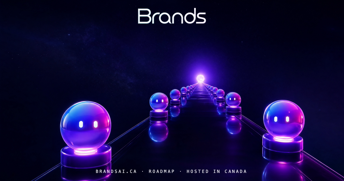 The Road, from the BrandsAI house collection: a glass sculpture scene in cyan, violet and magenta.