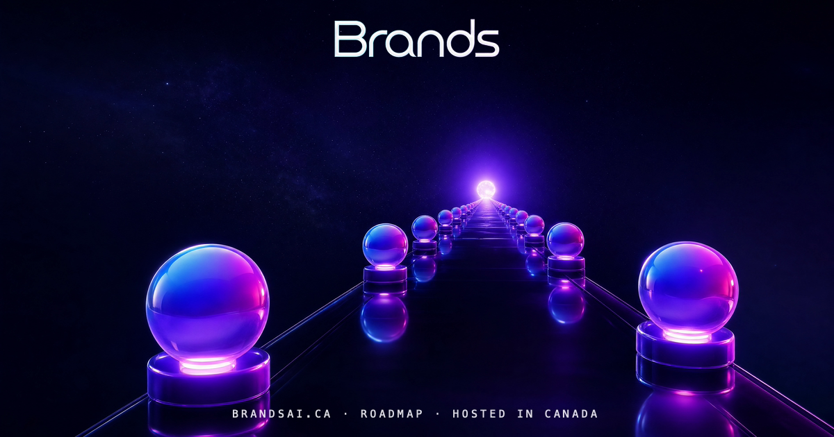 The Road, from the BrandsAI house collection: a glass sculpture scene in cyan, violet and magenta.